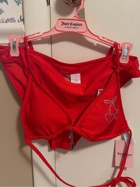 Juicy Couture Red Rhinestone Bikini Top with bottom